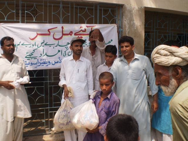 Flood relief supply distribution to families